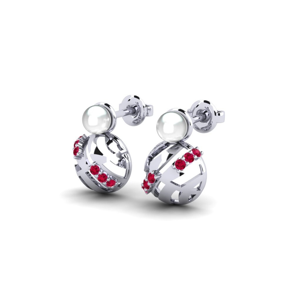 9ct White Gold Ruby Women's Earring Realita