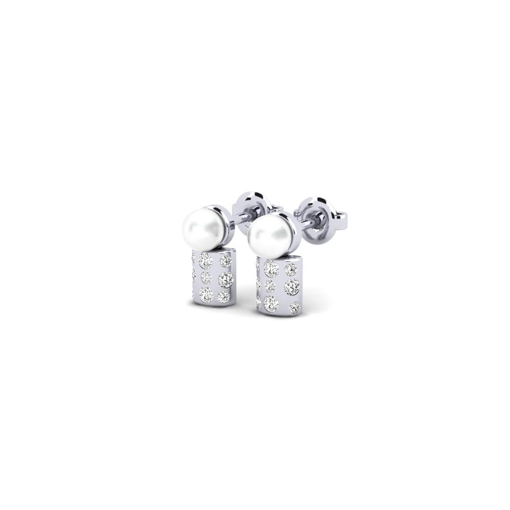 9ct White Gold Moissanite Women's Earring Slonim