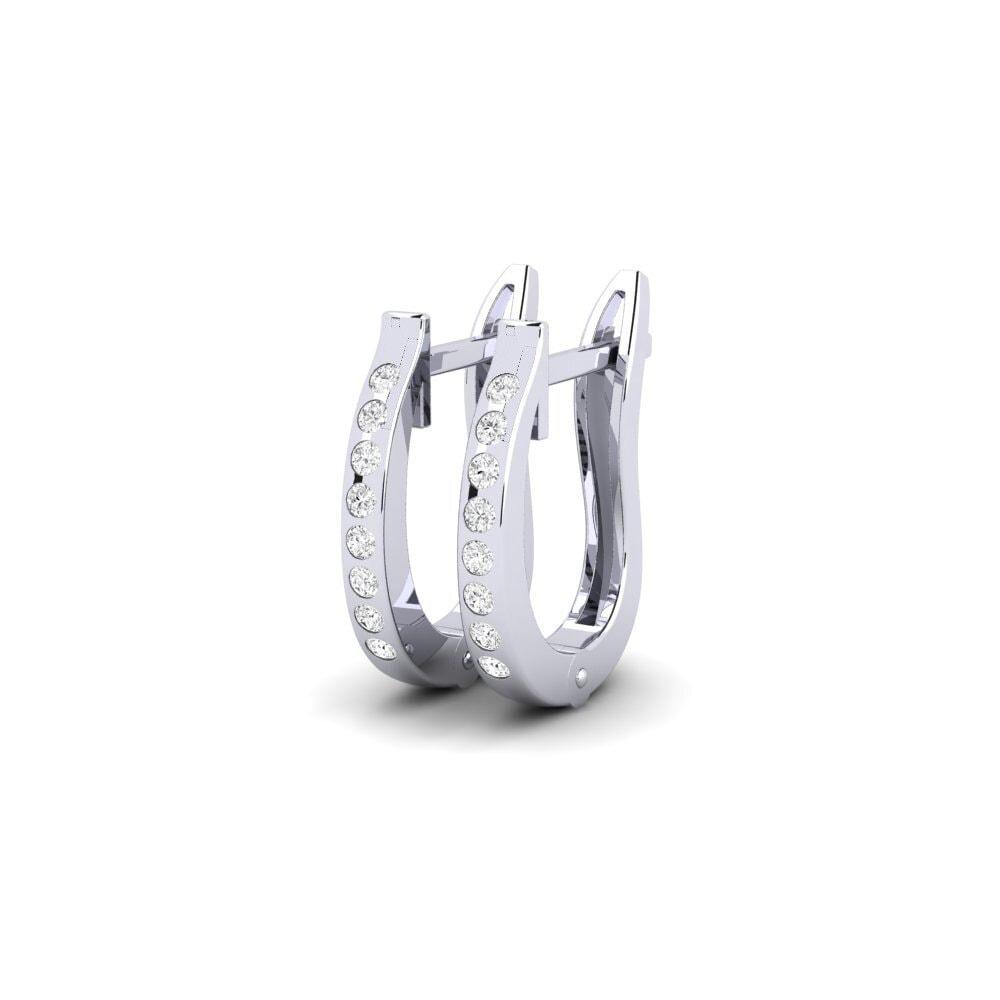 Or Blanc 585 Saphir Blanc Boucle d'oreille femme Gliwice