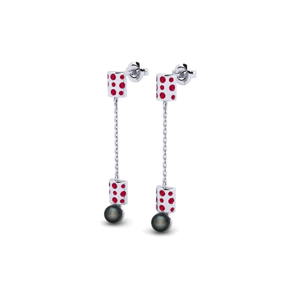 9ct White Gold Ruby Women's Earring Mogilno