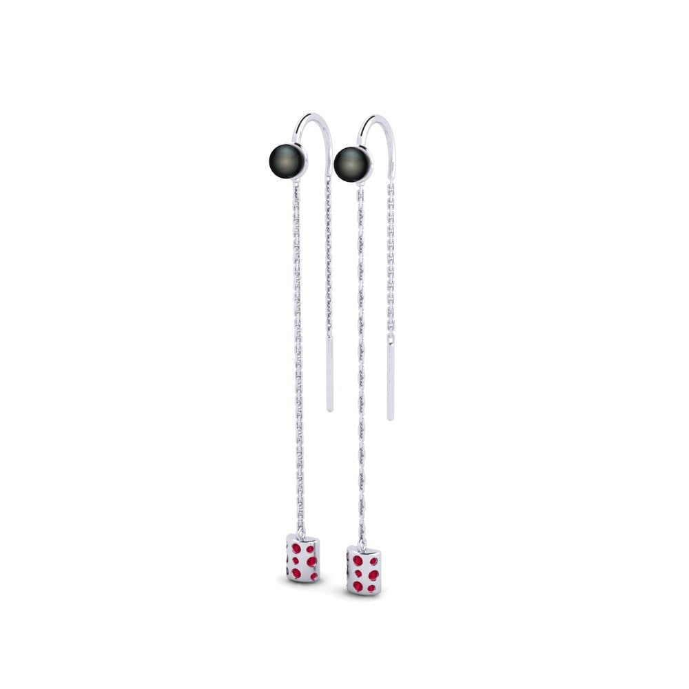 9ct White Gold Ruby Women's Earring Rahacou