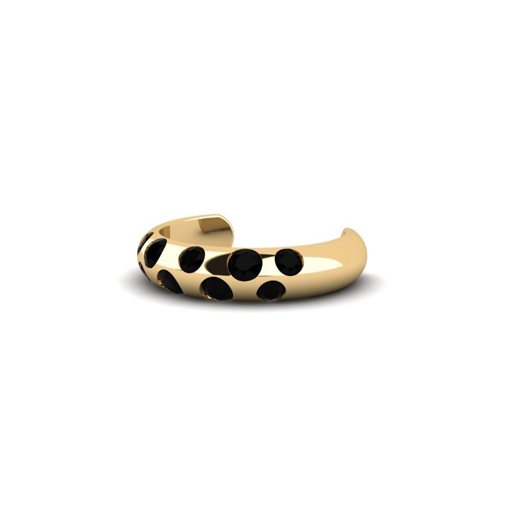 14k Oro Amarillo Diamante Negro Pendiente de mujer Zlobin