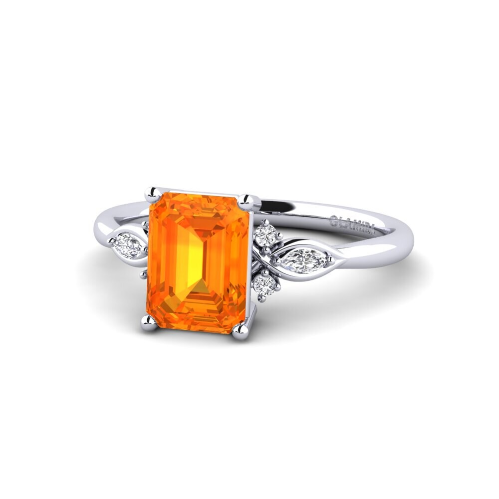 Orange Sapphire Engagement Ring Gisu - Emerald 2.15 crt