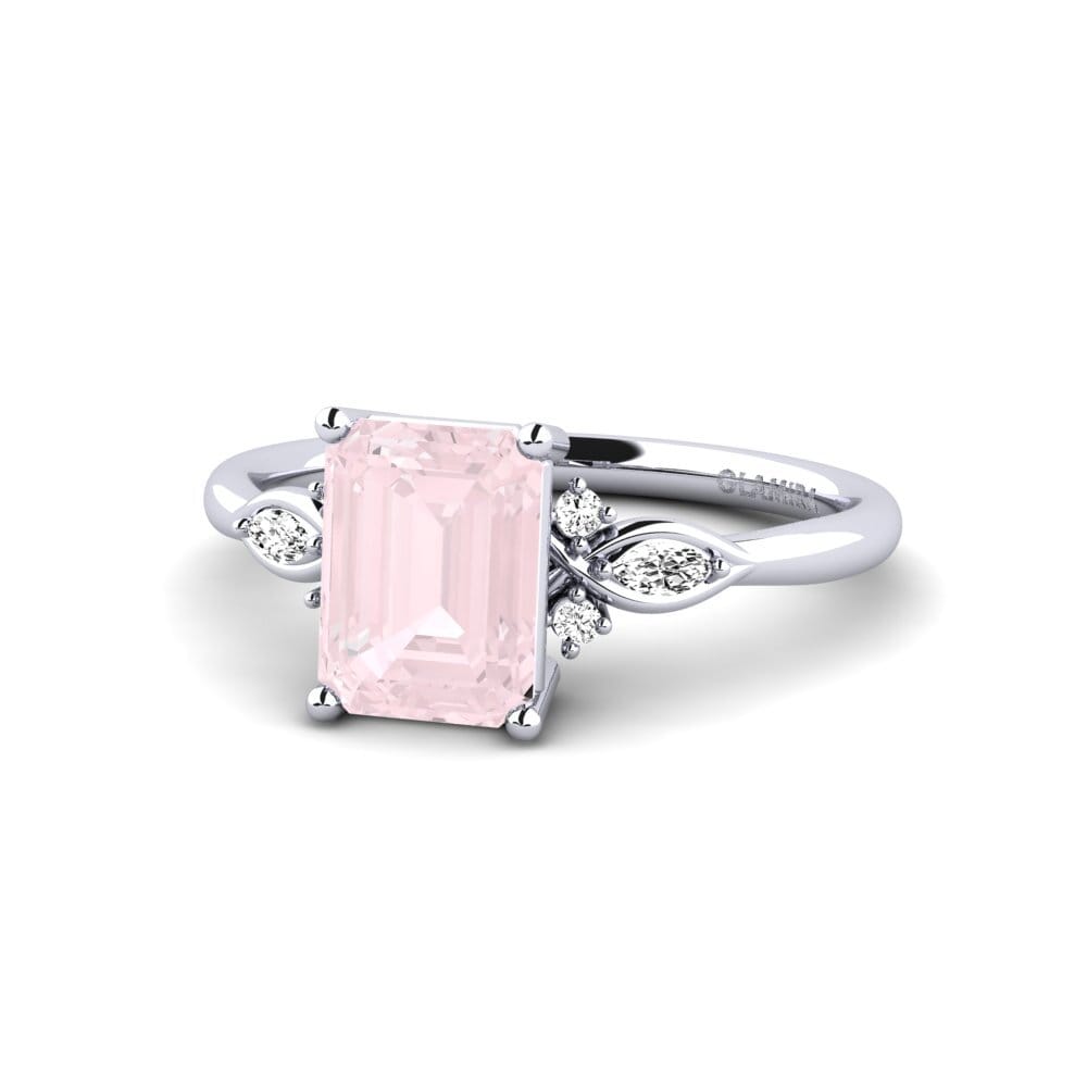 Rose Quartz Engagement Ring Gisu - Emerald 2.15 crt