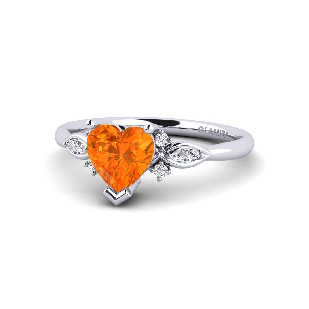 Orange Sapphire Engagement Ring Gisu - Heart 0.97 crt