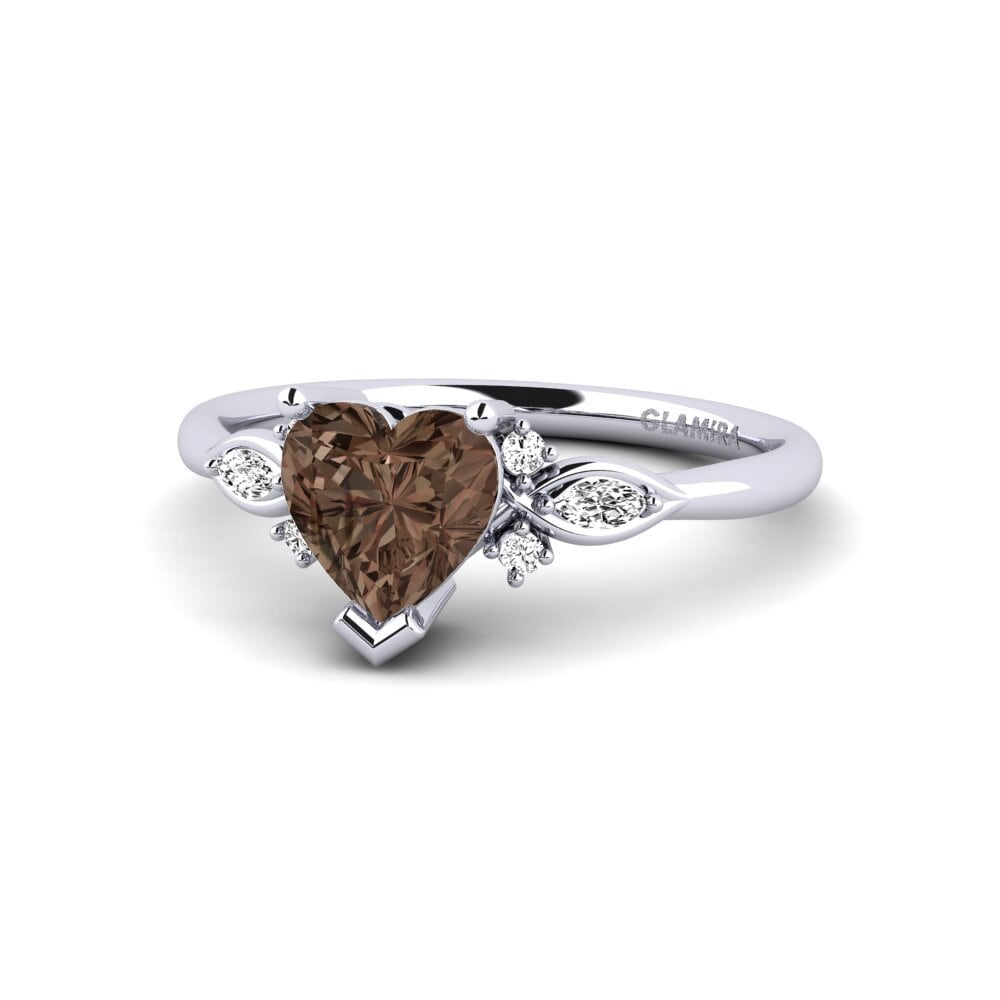 Cuarzo humo Anillo de compromiso Gisu - Heart 0.97 crt