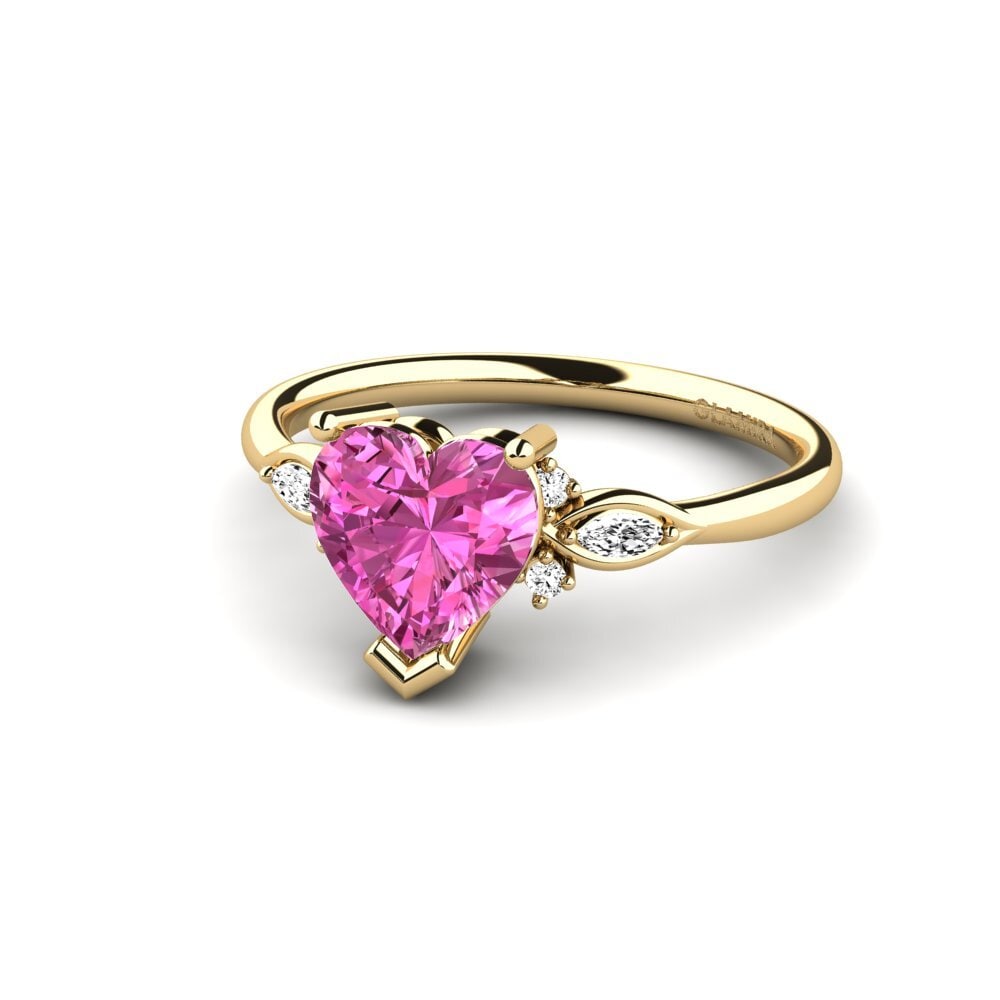 14k Oro Amarillo Topacio Rosa Anillo de compromiso Gisu - Heart 1.50 crt