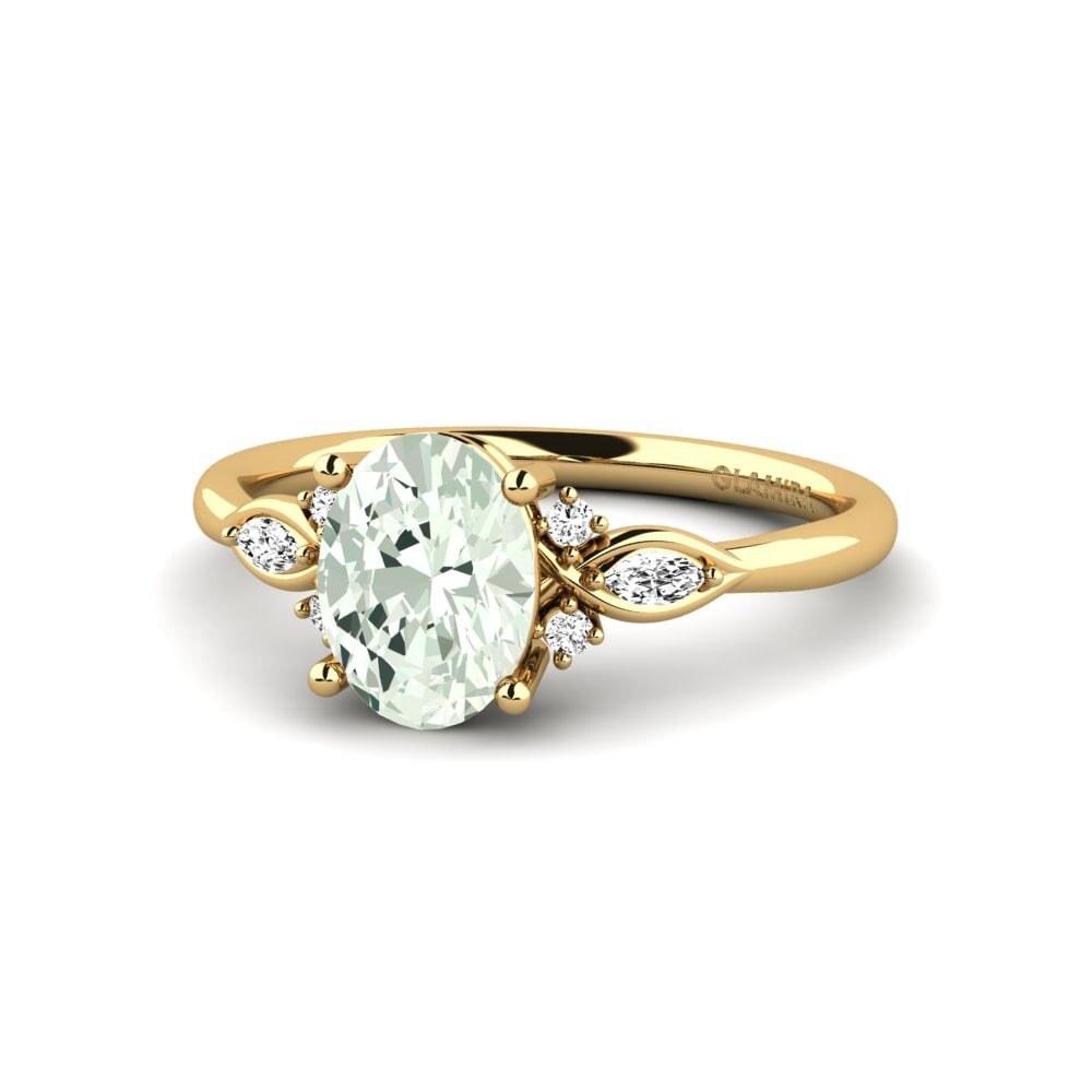 18k Oro Amarillo Amatista verde Anillo de compromiso Gisu - Oval 1.09 crt