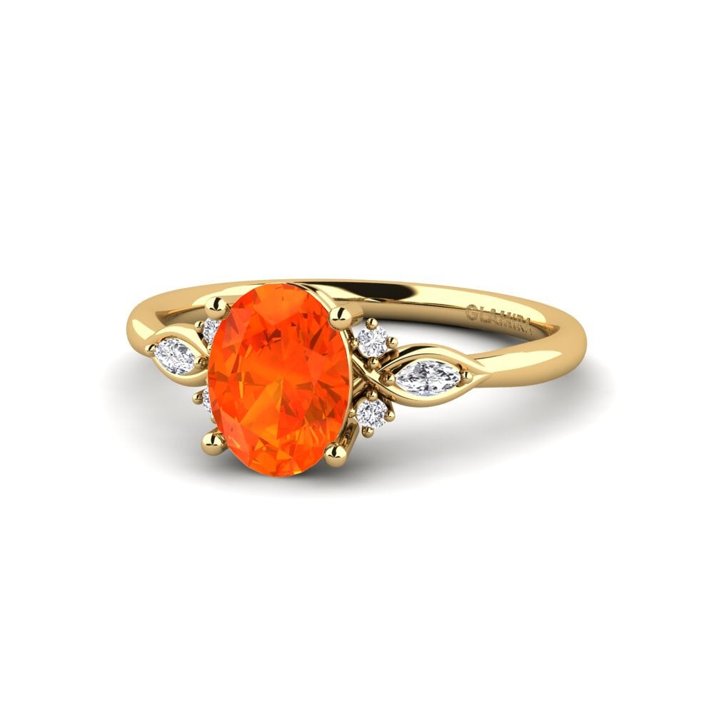 14k Oro Amarillo Zafiro Naranja Anillo de compromiso Gisu - Oval 1.09 crt