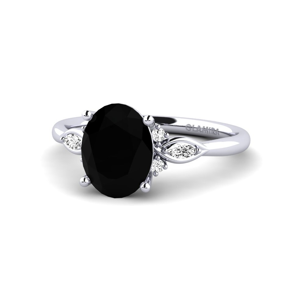 Ónix Negro Anillo de compromiso Gisu - Oval 1.62 crt
