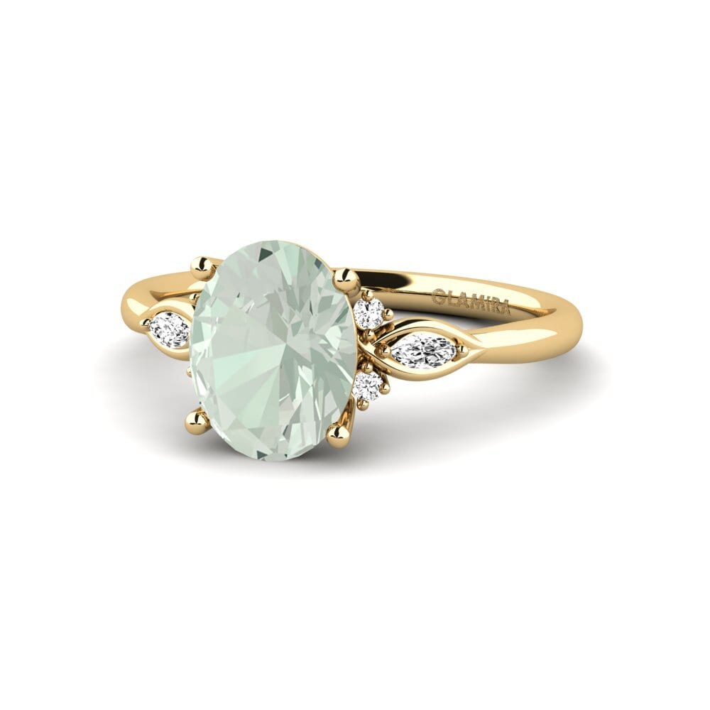 18k Oro Amarillo Amatista verde Anillo de compromiso Gisu - Oval 1.62 crt
