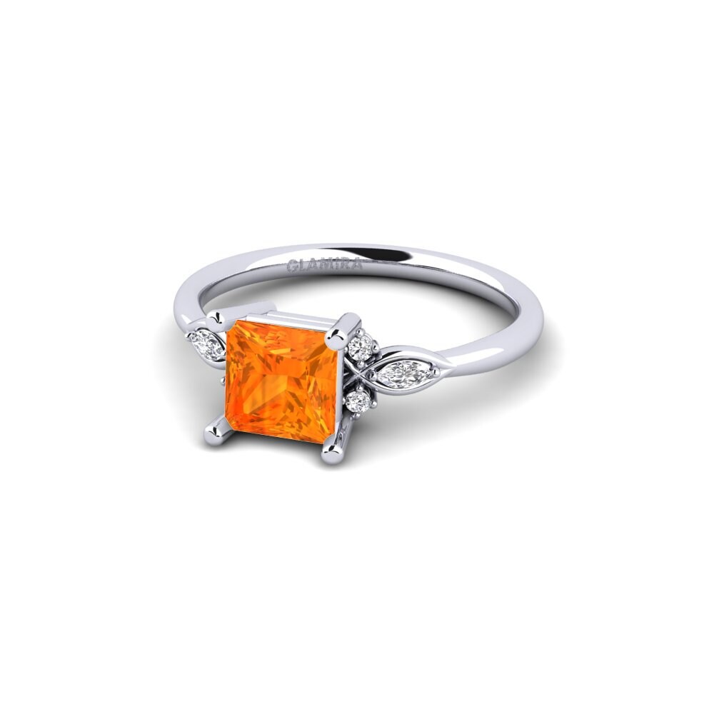 Orange Sapphire Engagement Ring Gisu - Princess 1.25 crt