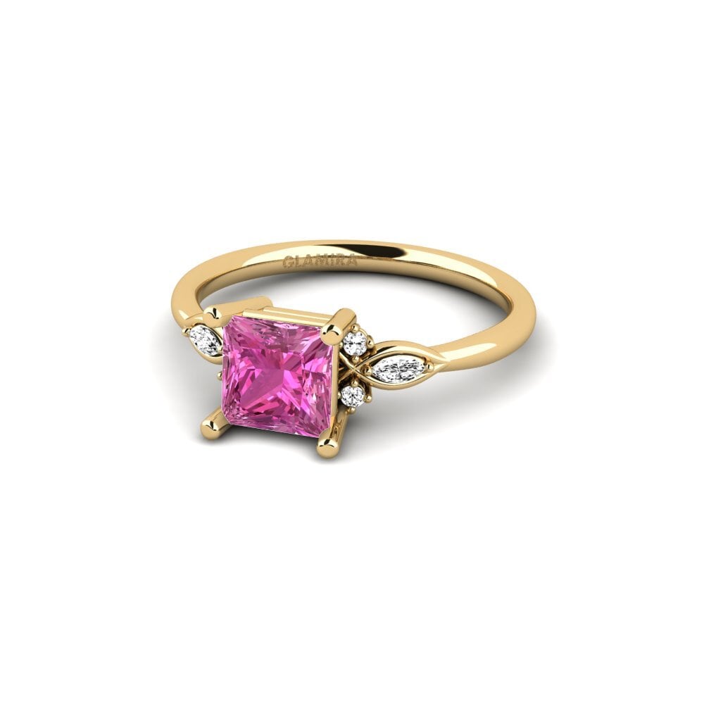 14k Oro Amarillo Topacio Rosa Anillo de compromiso Gisu - Princess 1.25 crt