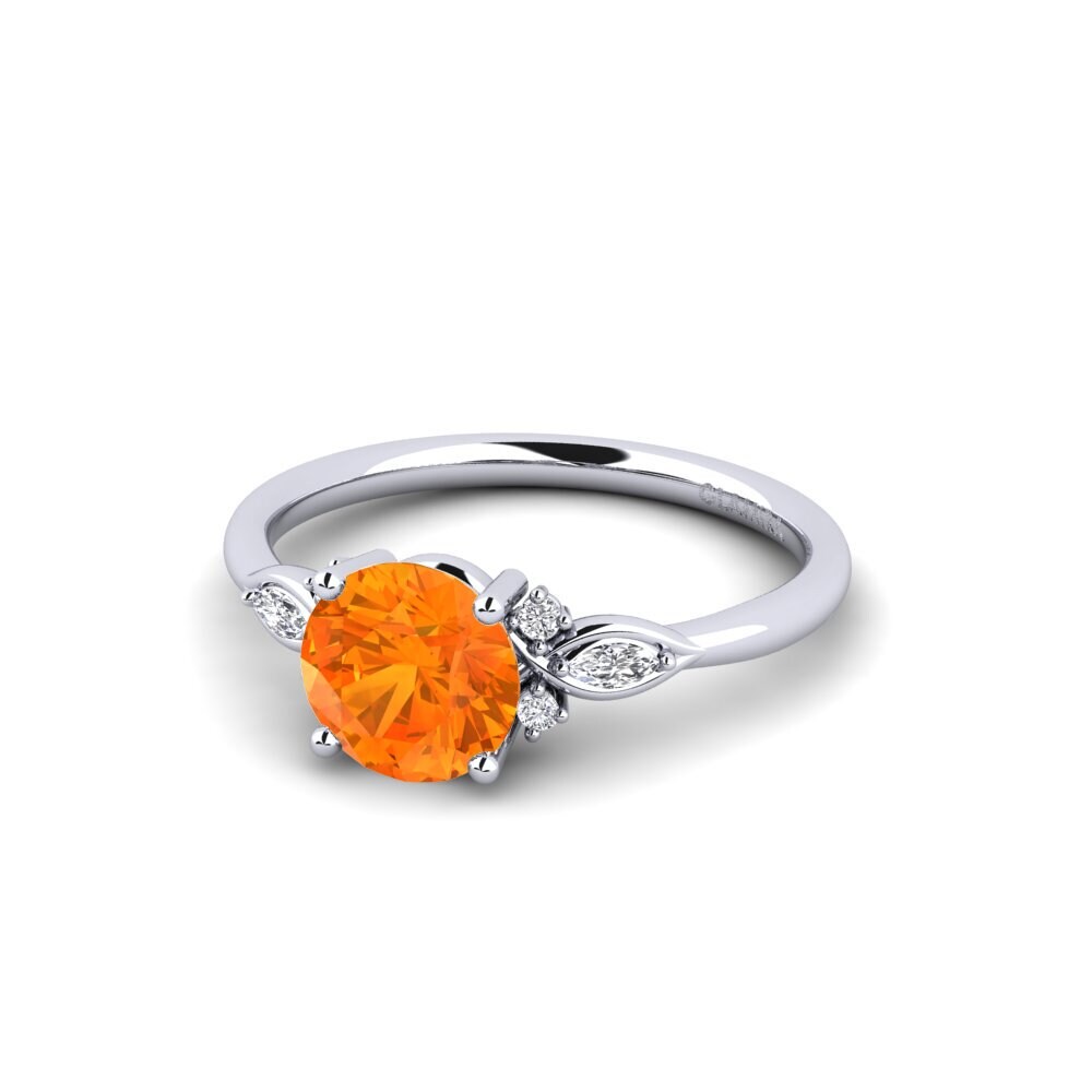 Orange Sapphire Engagement Ring Gisu - Round 1.25 crt