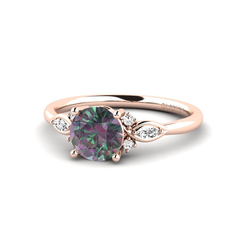 14k Oro Rosa Topacio Místico Anillo de compromiso Gisu - Round 1.0 crt