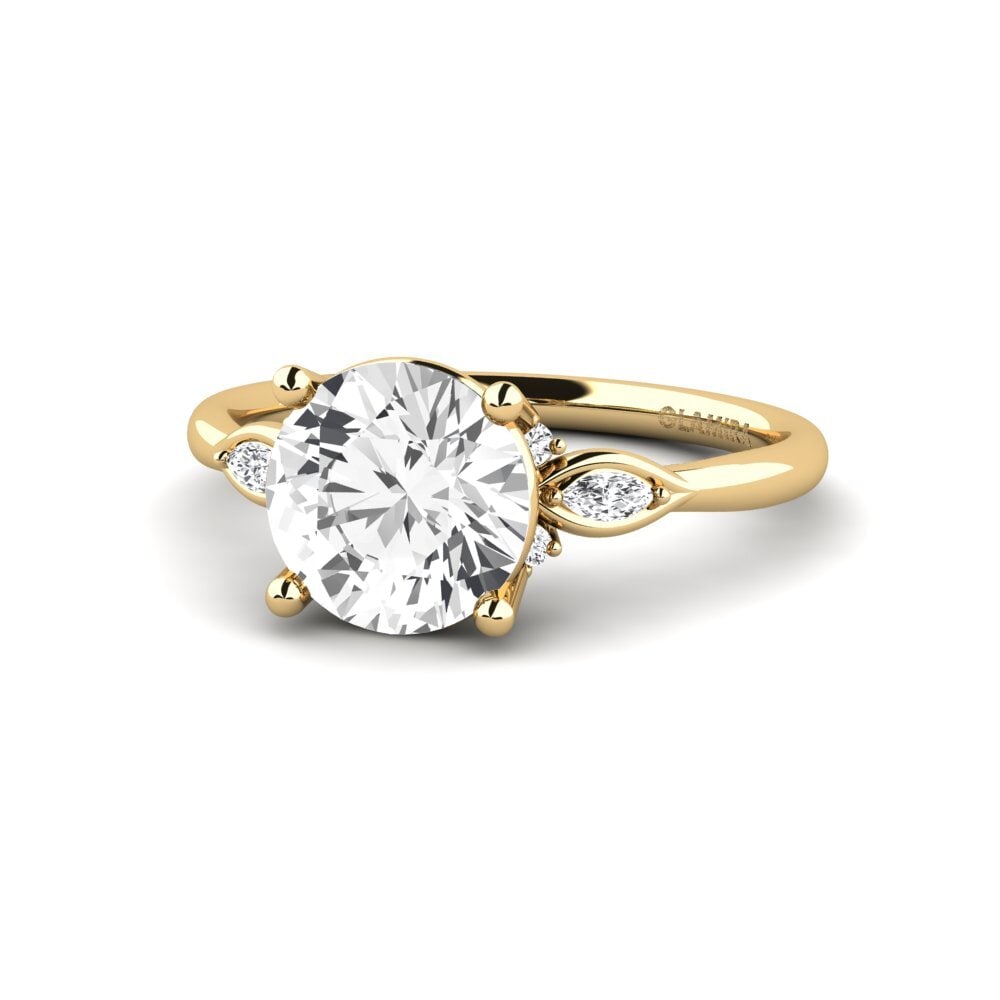 18k Oro Amarillo Zafiro blanco Anillo de compromiso Gisu - Round 2.0 crt