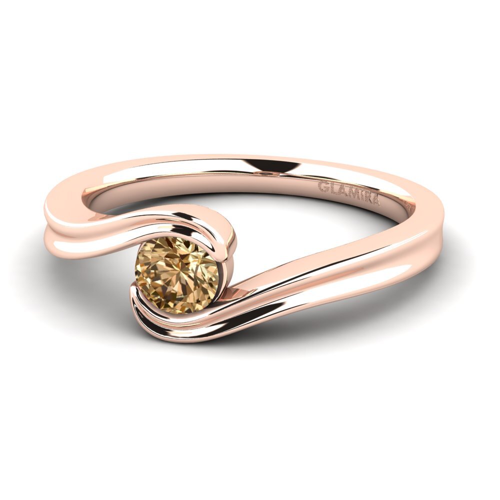14k Oro Rosa Diamante café Anillo de compromiso Adele