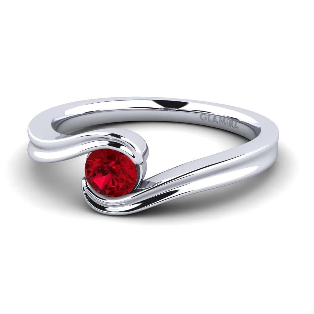 18k Oro Blanco Circonita Roja Anillo de compromiso Adele