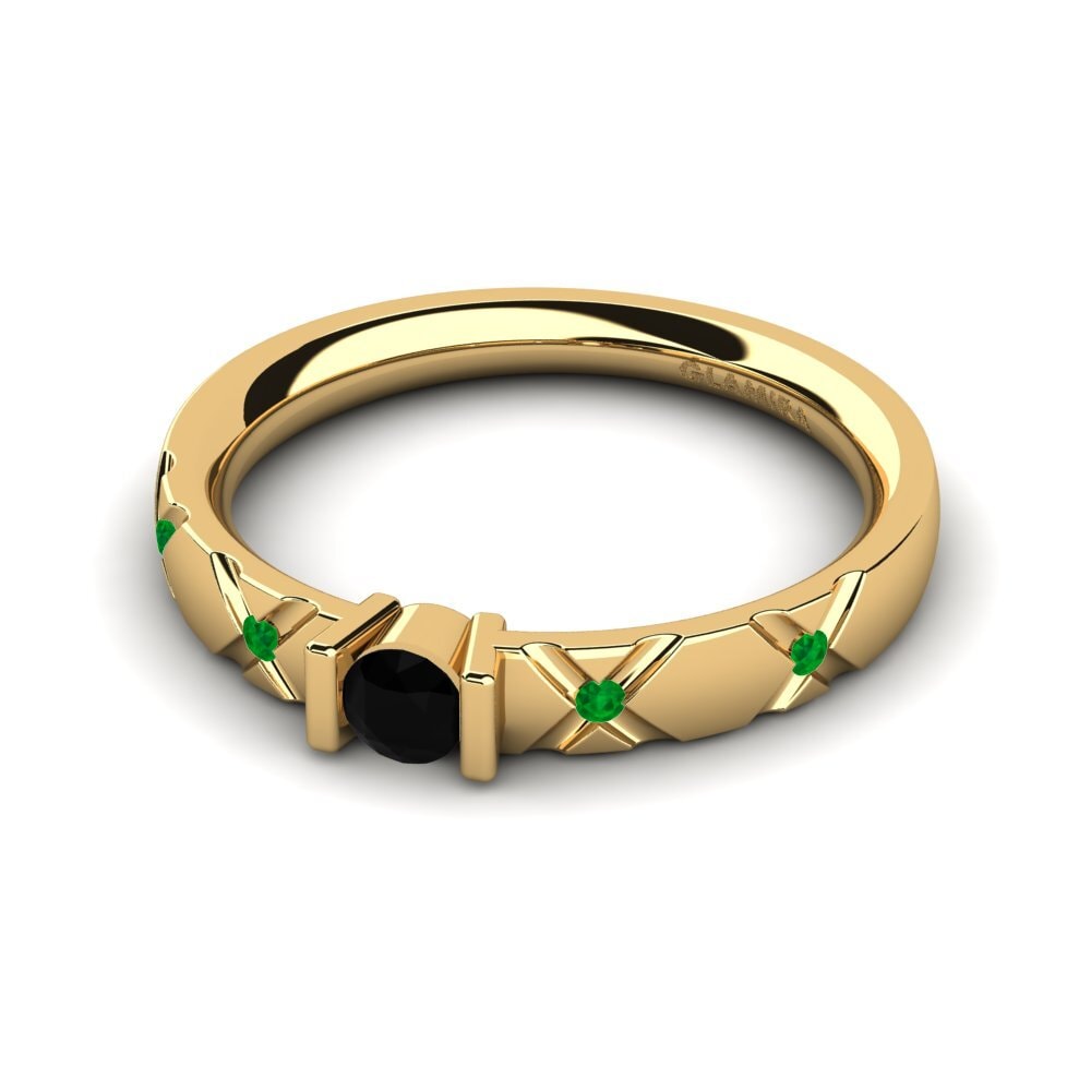 14ct Yellow Gold Black Diamond Engagement Ring Alidia