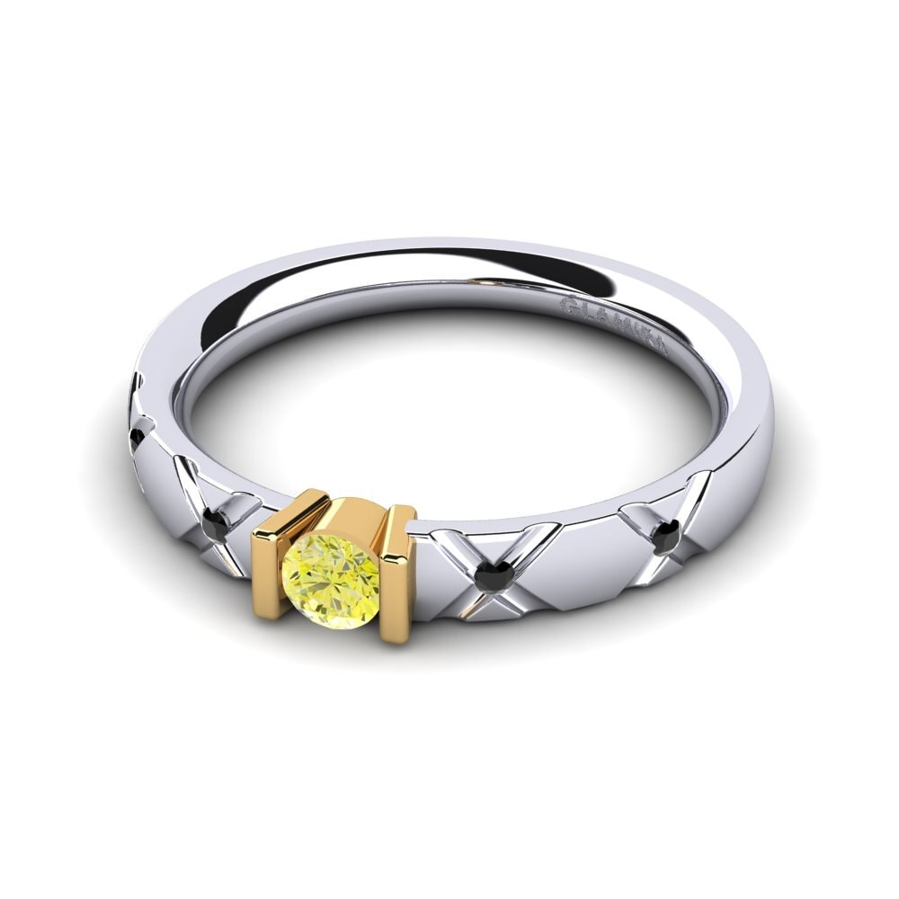 18k Oro Blanco & Amarillo Anillo de compromiso Alidia