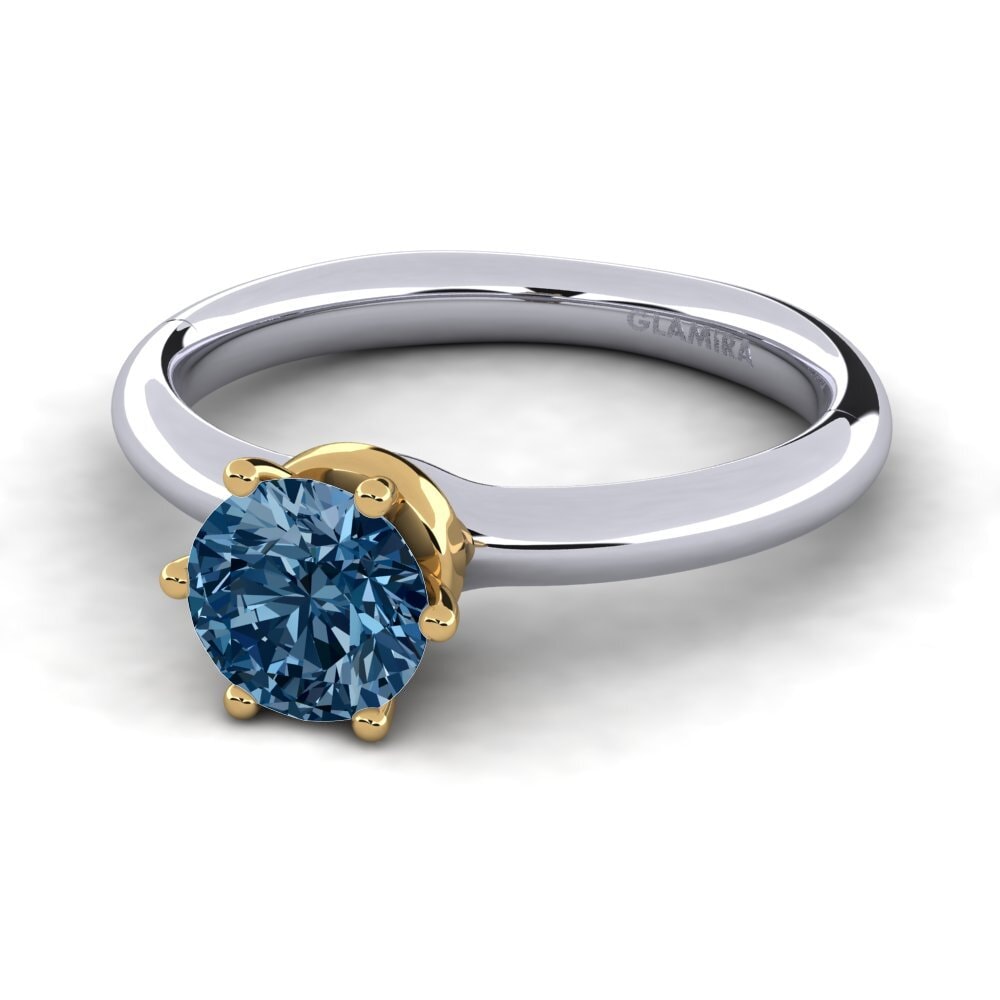 18k Oro Blanco & Amarillo Anillo de compromiso Almira 0.8 crt