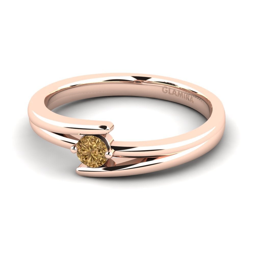 14k Oro Rosa Diamante café Anillo de compromiso Amalia
