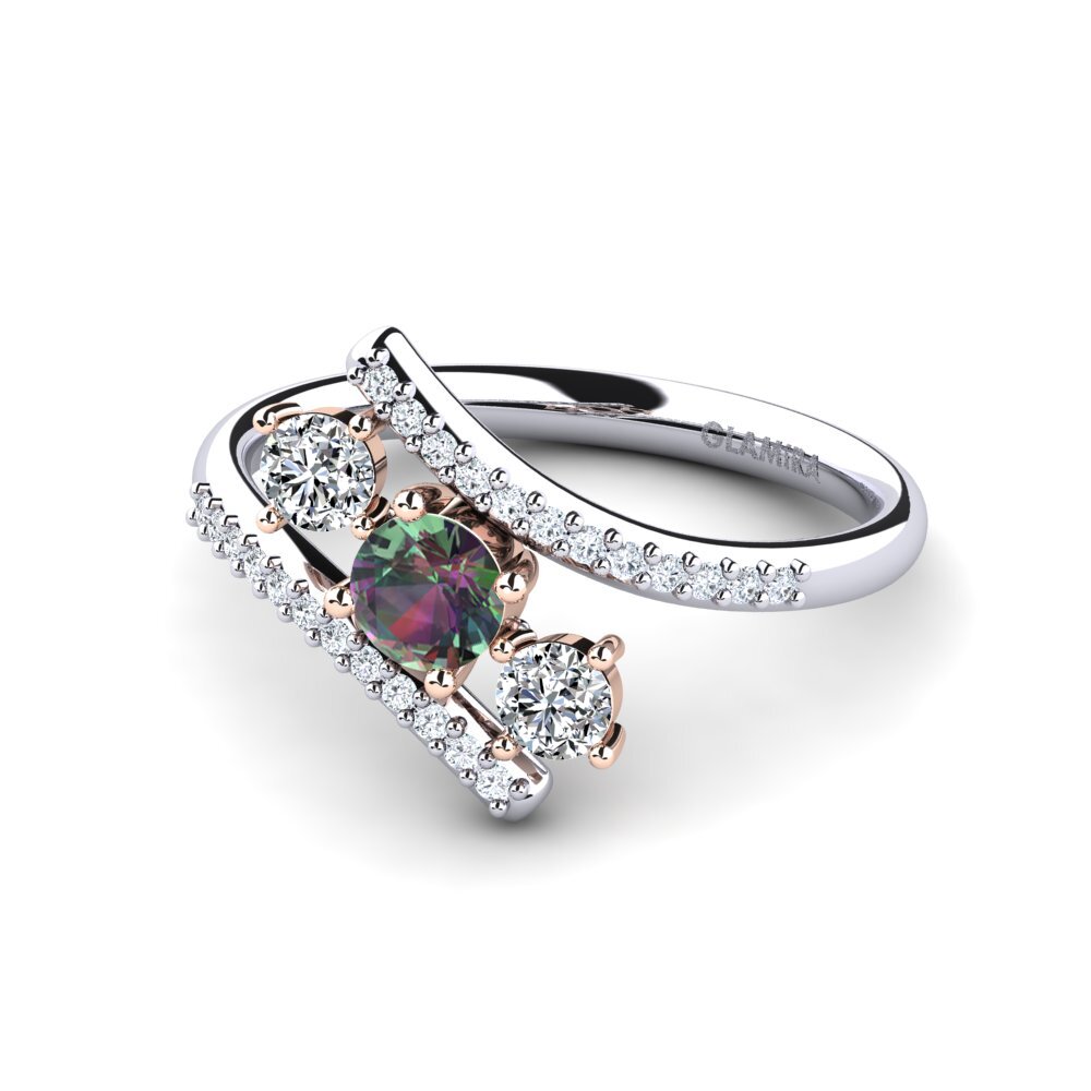 3 & 5 Stones Mystic Topaz 18ct White & Rose Gold Rings