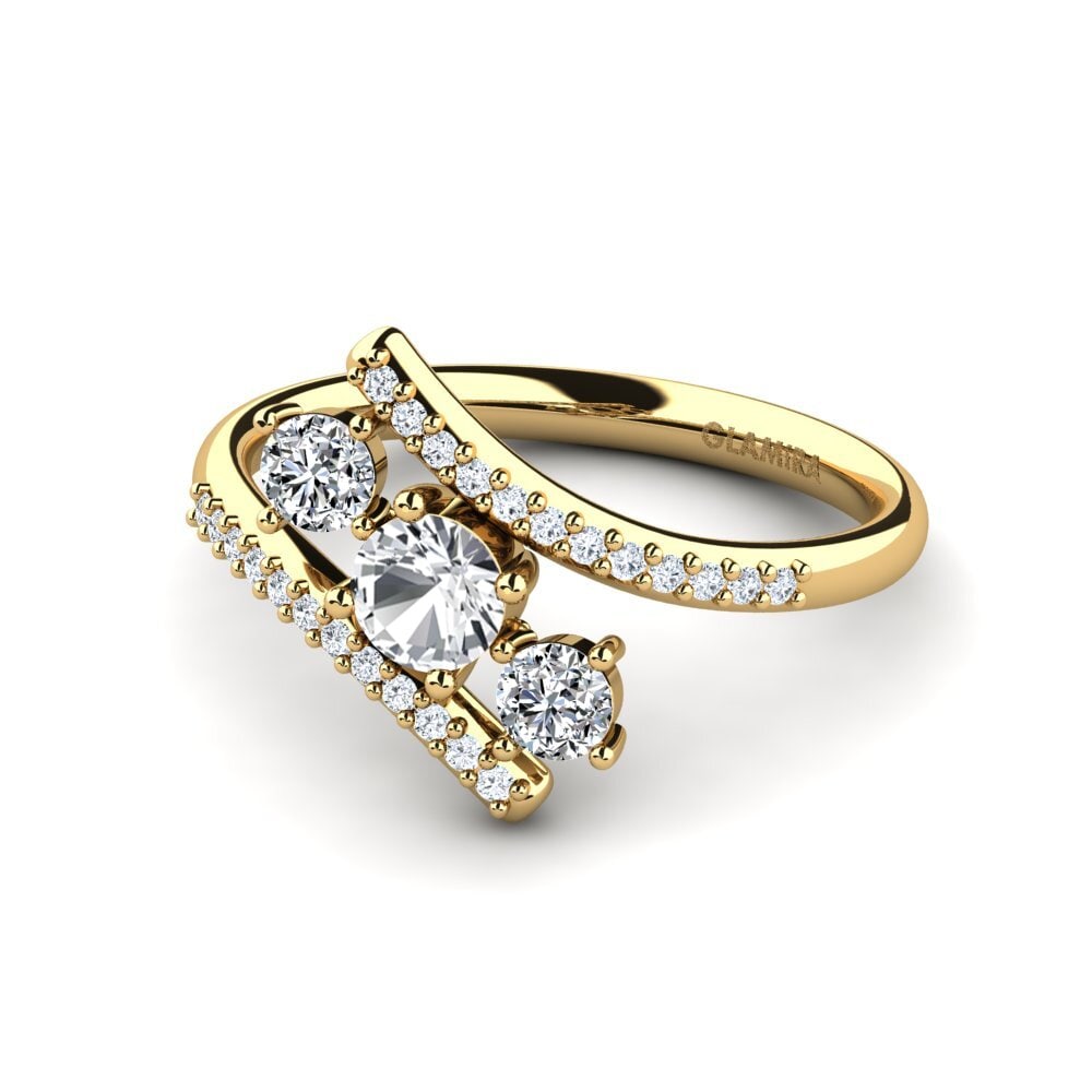 Anillos 18k Oro Amarillo Circón Blanco 3 & 5 Piedras