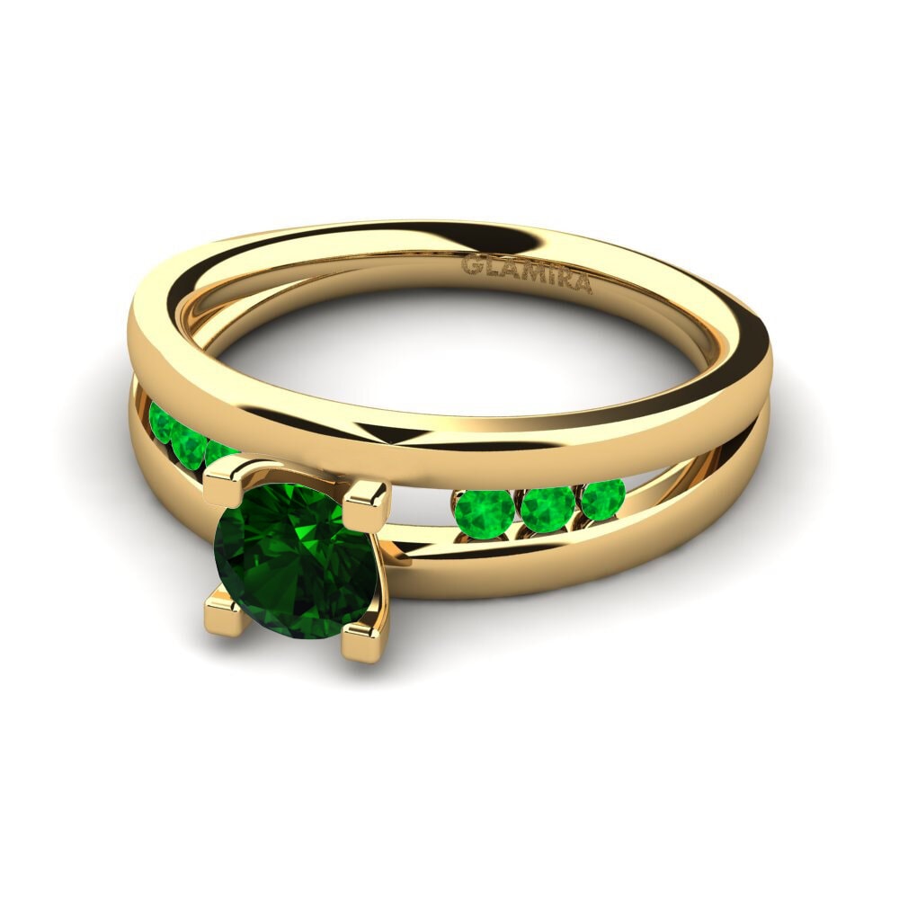 14ct Yellow Gold Green Tourmaline Engagement Ring Bayamine