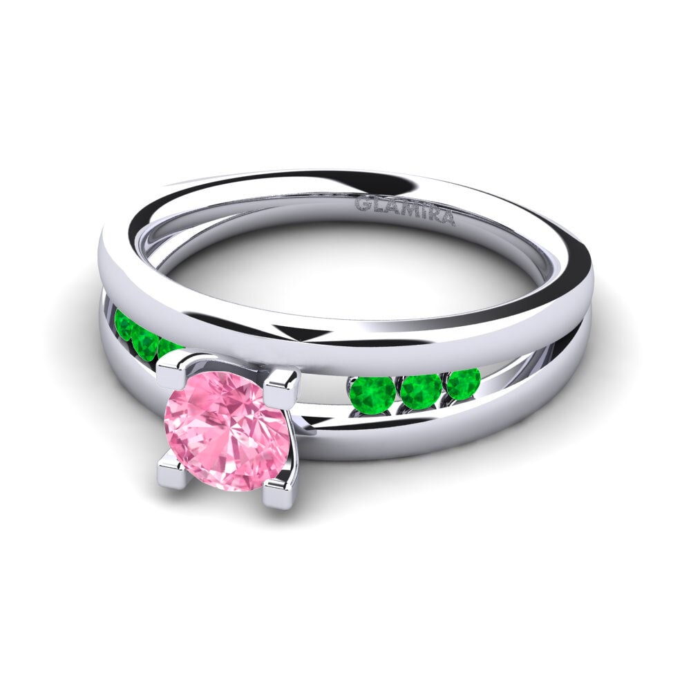 18ct White Gold Pink Sapphire Engagement Ring Bayamine