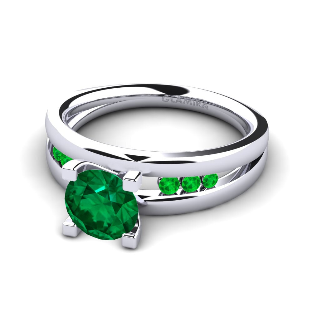 Emerald (Lab Created) Engagement Ring Bayamine 1.0 crt