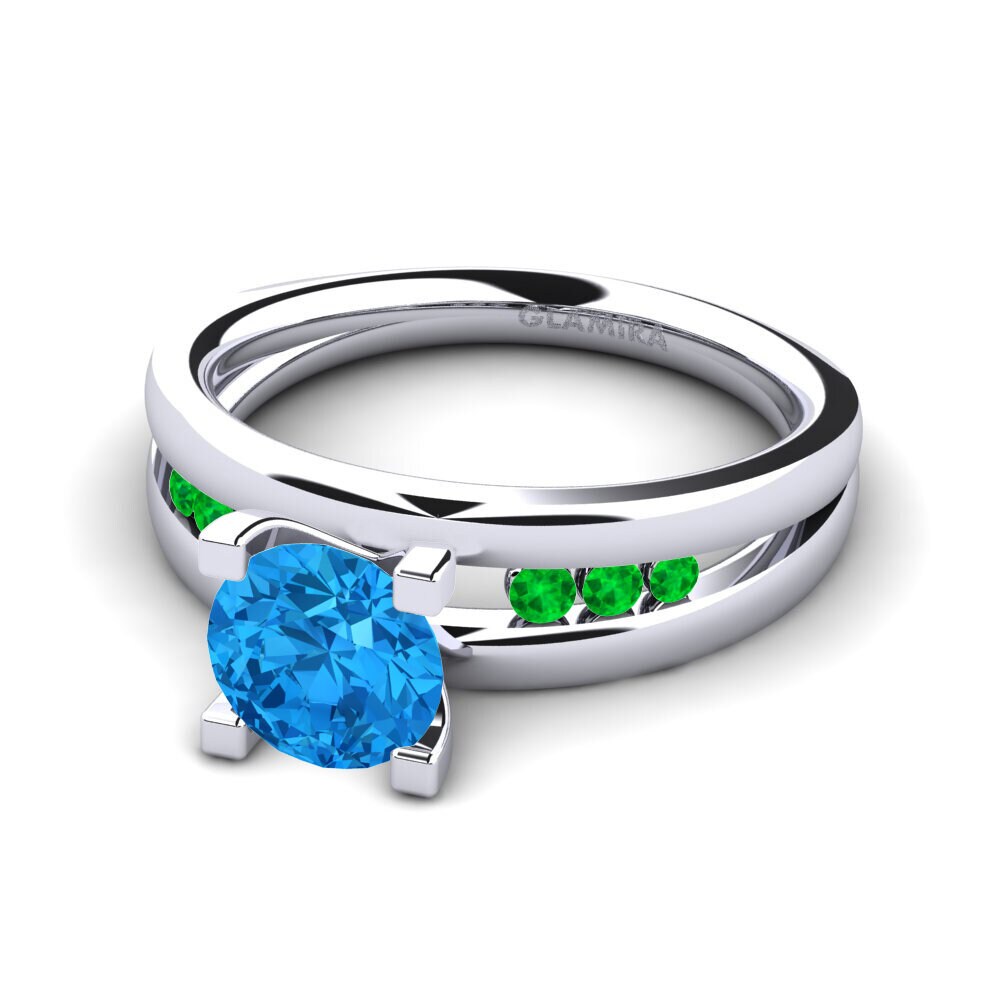 Topacio azul Anillo de compromiso Bayamine 1.0 crt