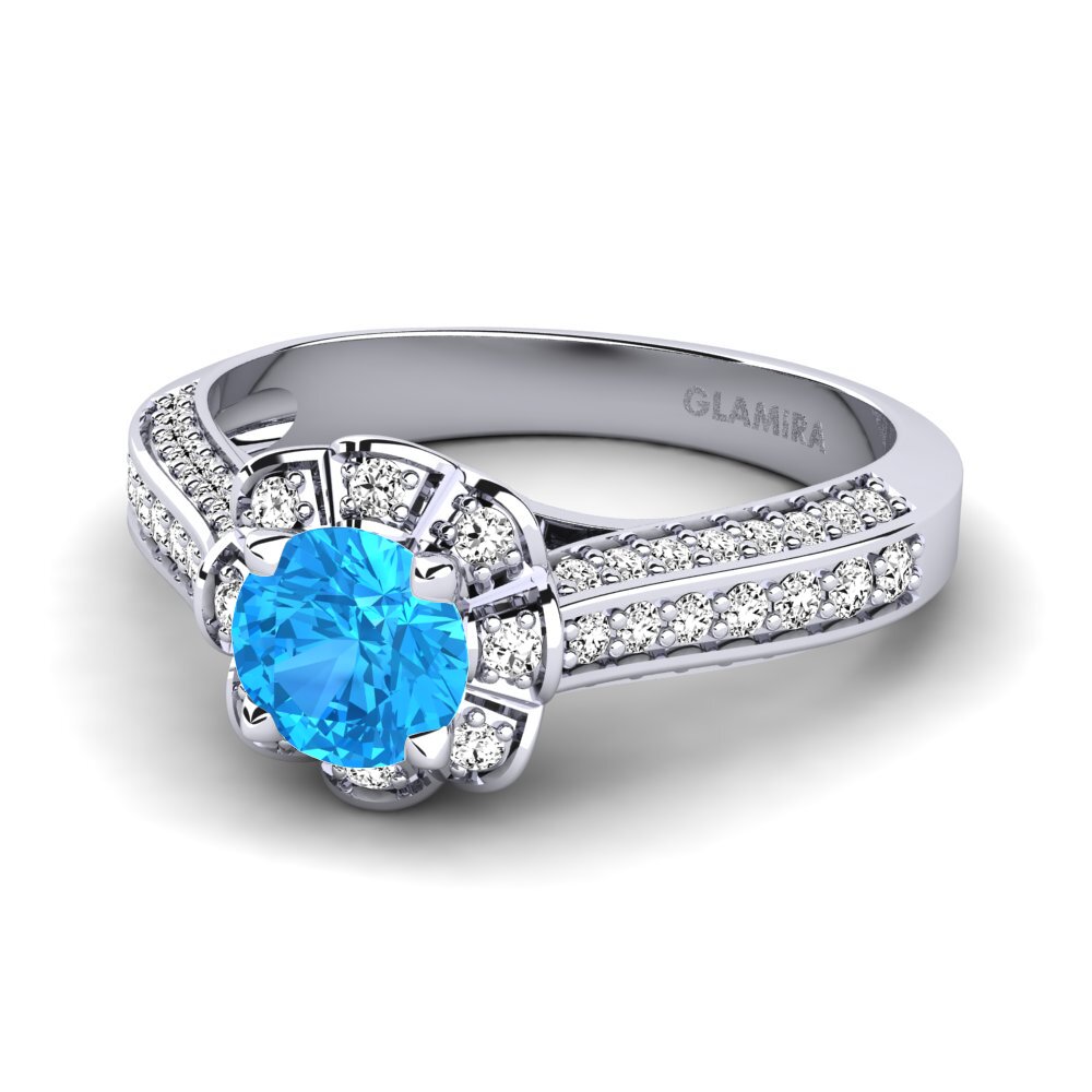 Blue Topaz Engagement Ring Bella