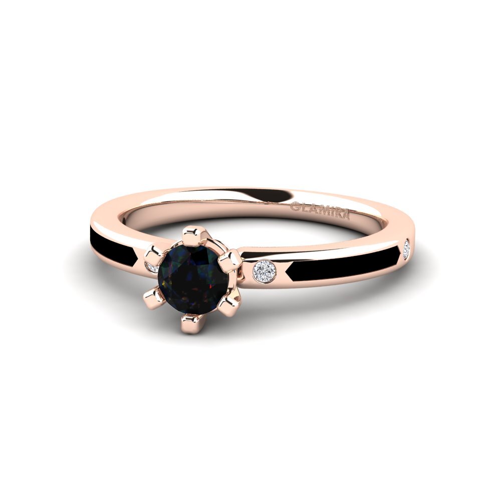 Design Solitaire Black Opal Rings