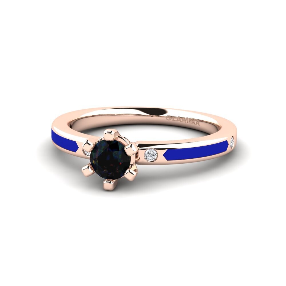 Ringe Solitär-Design Schwarzer Opal
