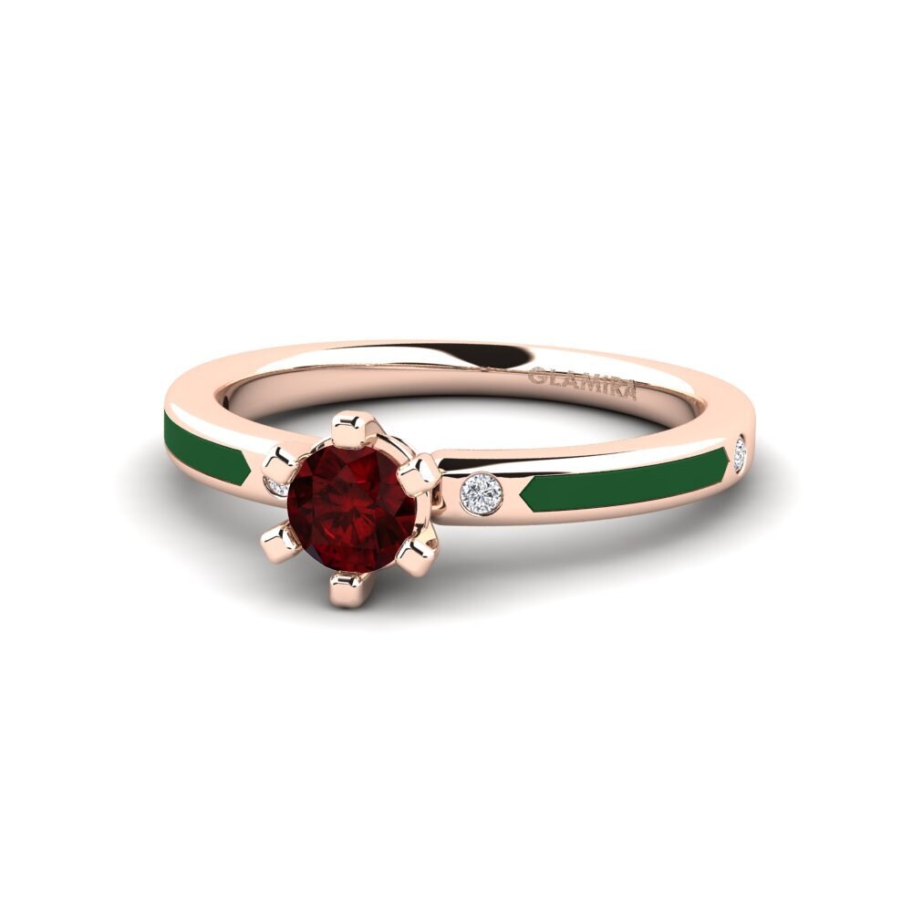 Anillos Granate Diseño Solitario