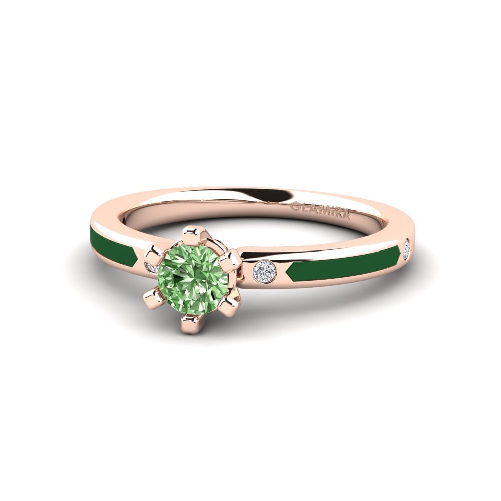 Design Solitaire Green Diamond Rings