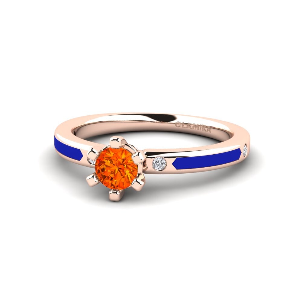 Ringe Solitär-Design Orangefarbener Saphir
