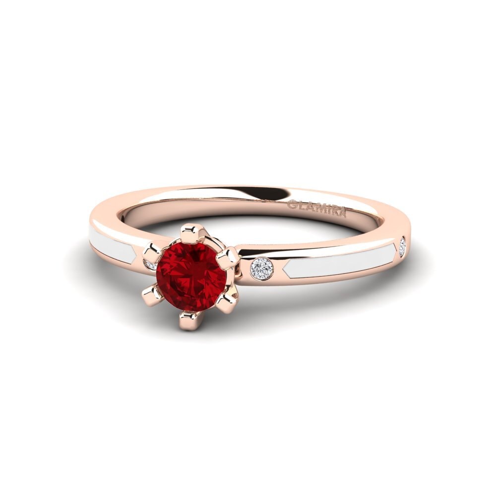 Verlobungsringe Solitär-Design Roter Zirkonia
