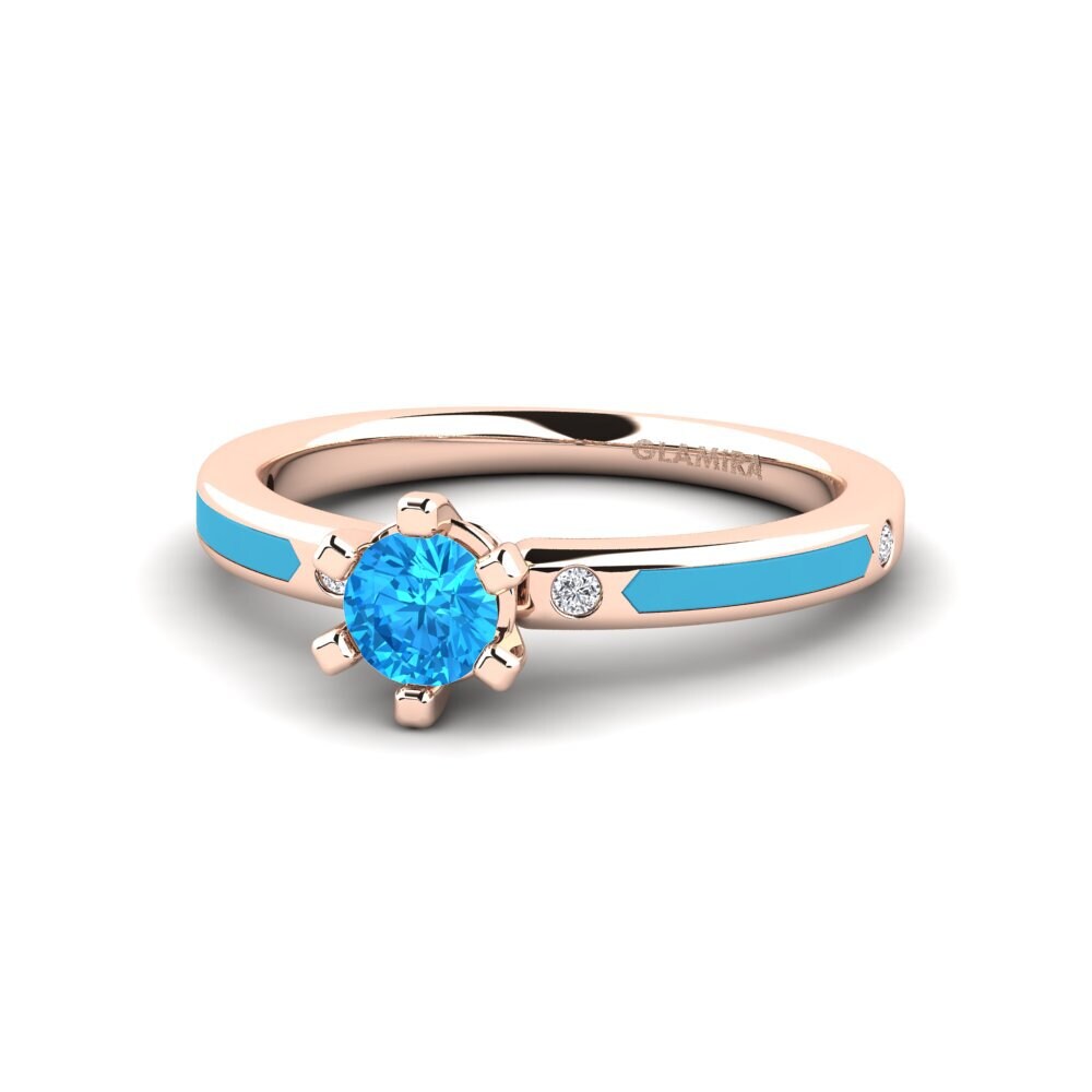 Design Solitaire Blue Topaz Rings