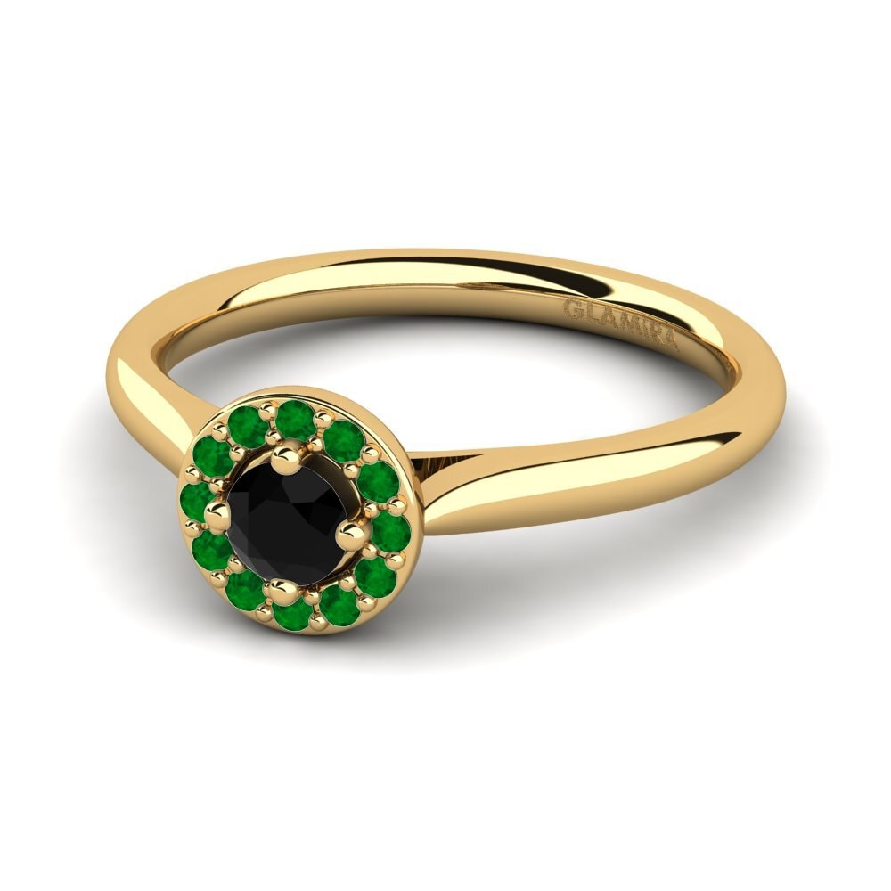 14ct Yellow Gold Black Diamond Engagement Ring Brianna