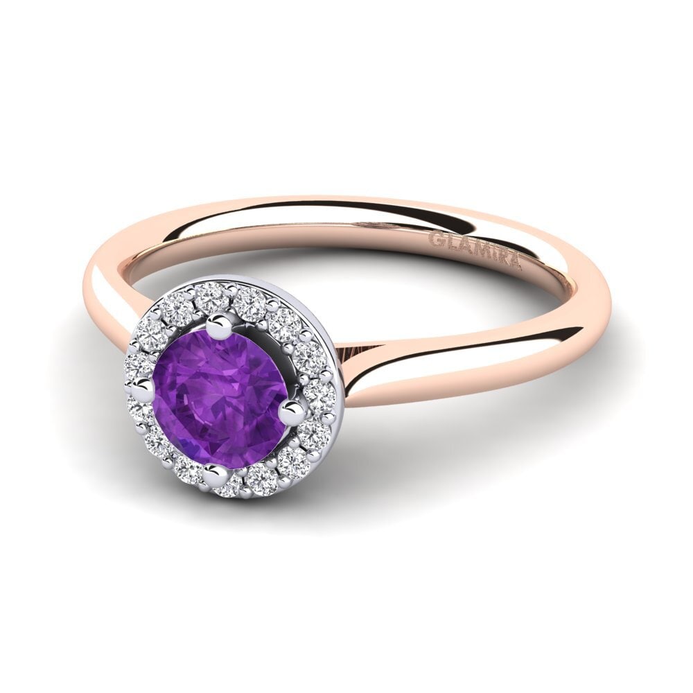 Halo Amethyst 14ct Rose / White Gold Rings