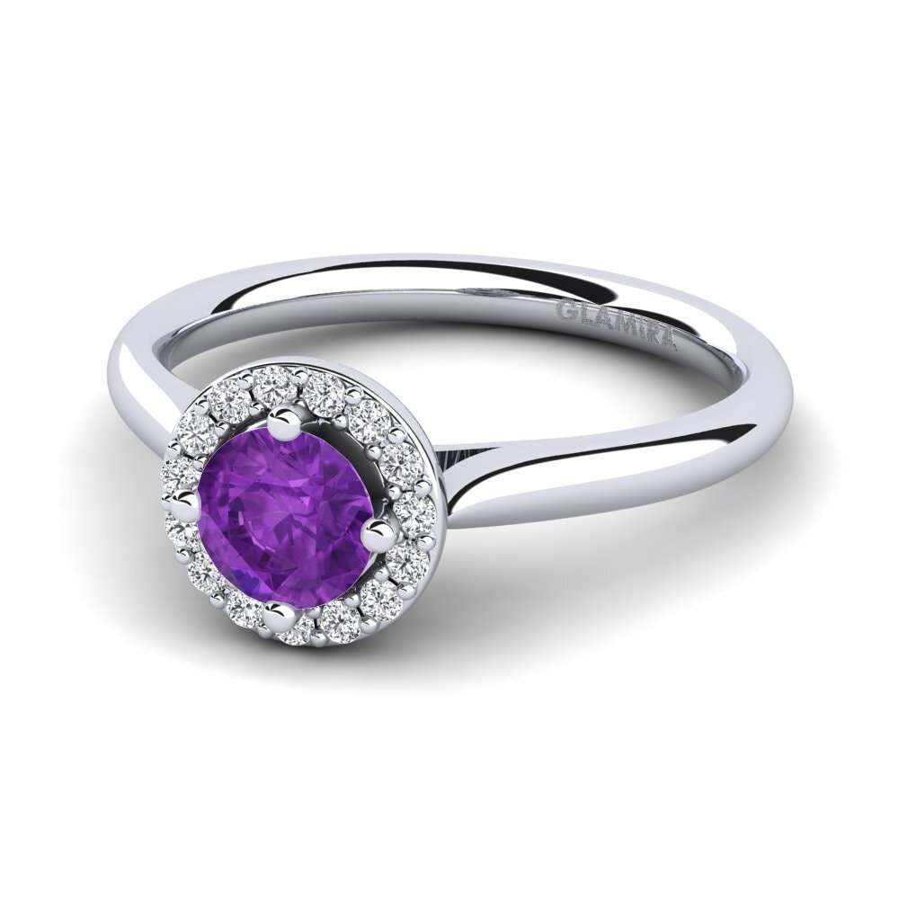 Halo Amethyst Engagement Rings