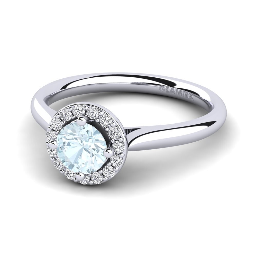 Halo Aquamarine Rings