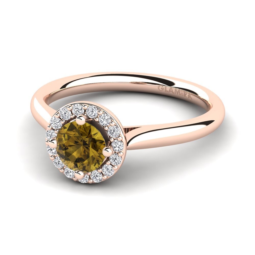 Ringe Halo Brauner Zirkon Rotgold 585