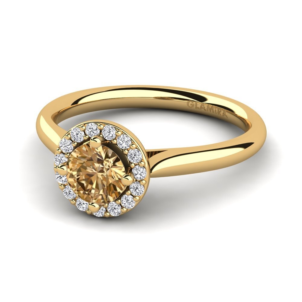 Verlobungsringe Halo Brauner Diamant Gelbgold 585