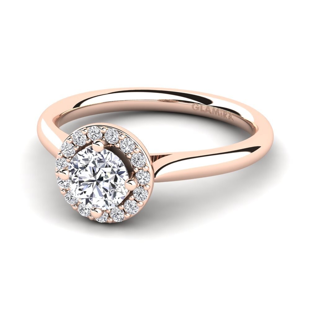 Halo Diamond 14ct Rose Gold Rings