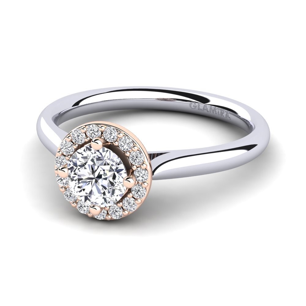 Halo Diamond 9ct White & Rose Gold Rings