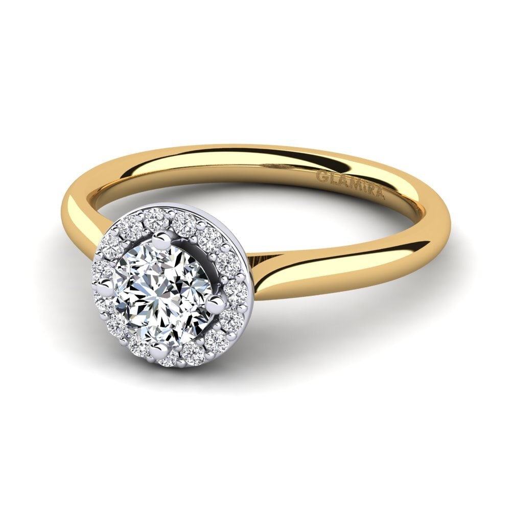 Δαχτυλίδια αρραβώνα Ζιρκόνιο Γεια σας 14k Κίτρινο & Λευκό Χρυσό