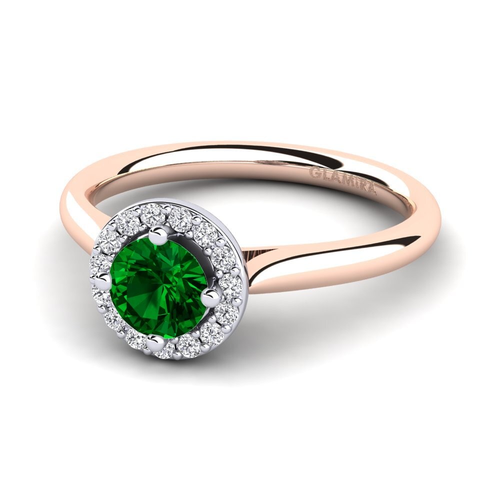 Ringe Halo Grüner Zirkonia 585 Rot & Weißgold